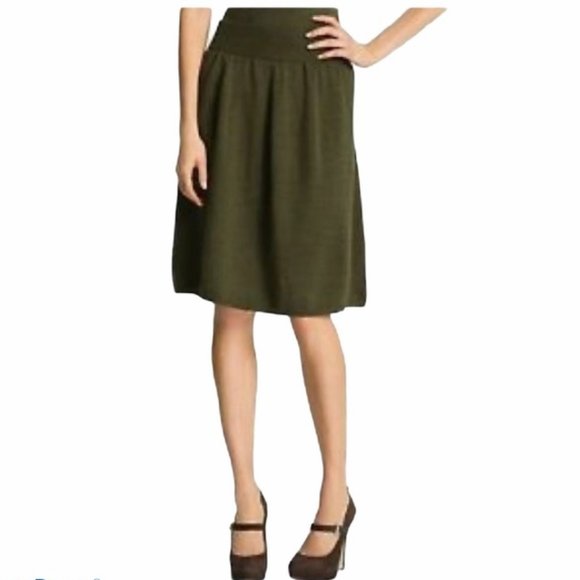 Eileen Fisher 100% Merino Wool Brown Midi Casual Winter Skirt - Picture 1 of 11